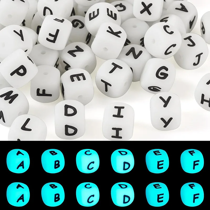 10mm 12mm Wholesale Silicone alphabet Bead Food Grade Silicone Russian English Beads for pens