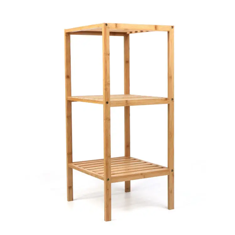 High Quality Simple Intriguing Moisture-Proof Wooden Storage Shelves 3 Tier Bamboo Bathroom Shelf