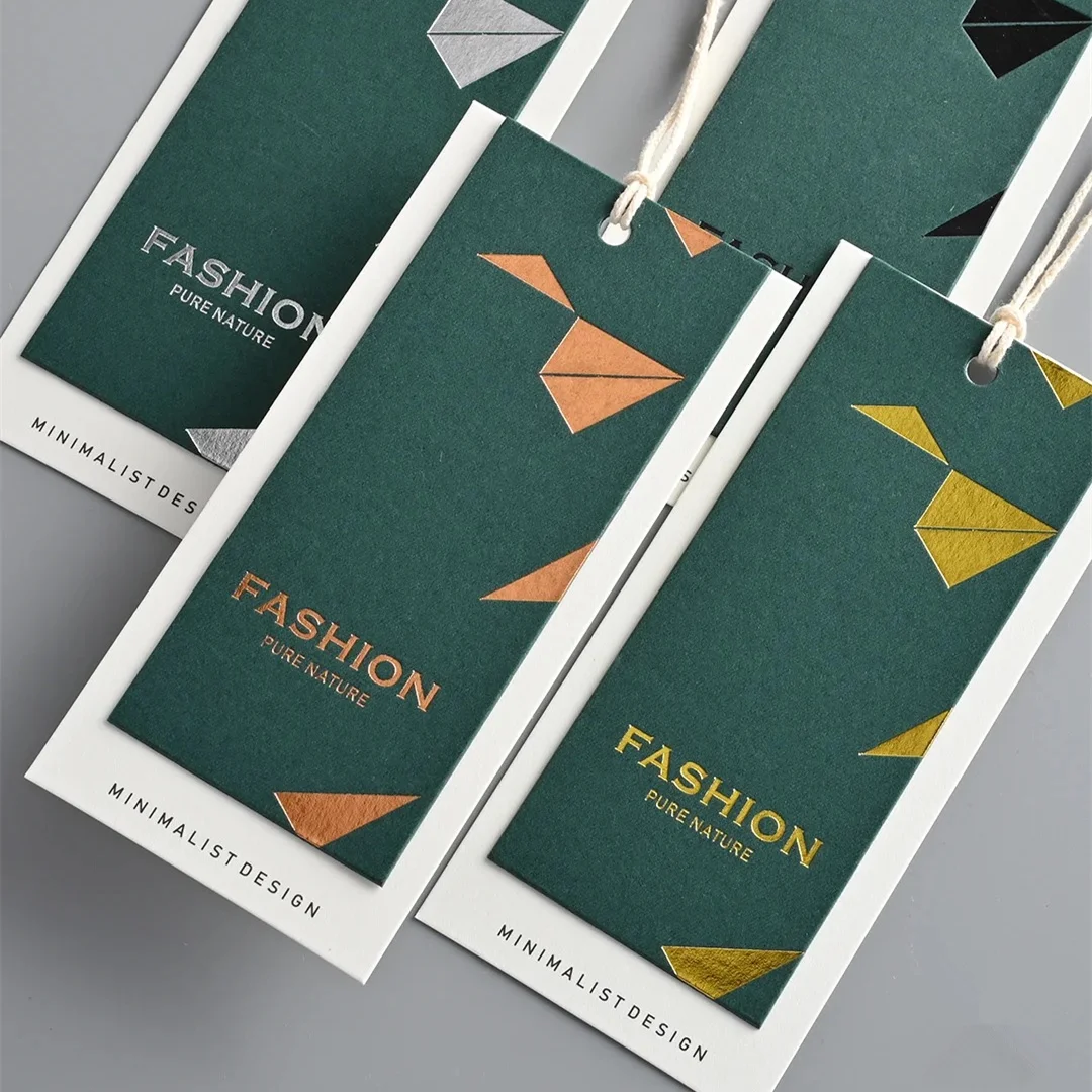 Eco Friendly Custom Private Brand Logo Clothing Tags Garment Luxurious Clothes Size Tags Sale Price Labels Swing Hangtags