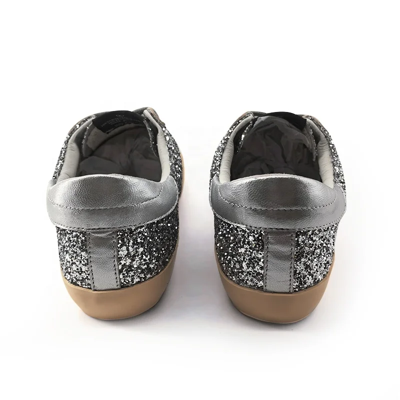 G Fashion Brand Designer Luxury Slivery Glitter Ball Star Genuine Leather Casual Sports Walking Running Men Women Sneakers Shoes