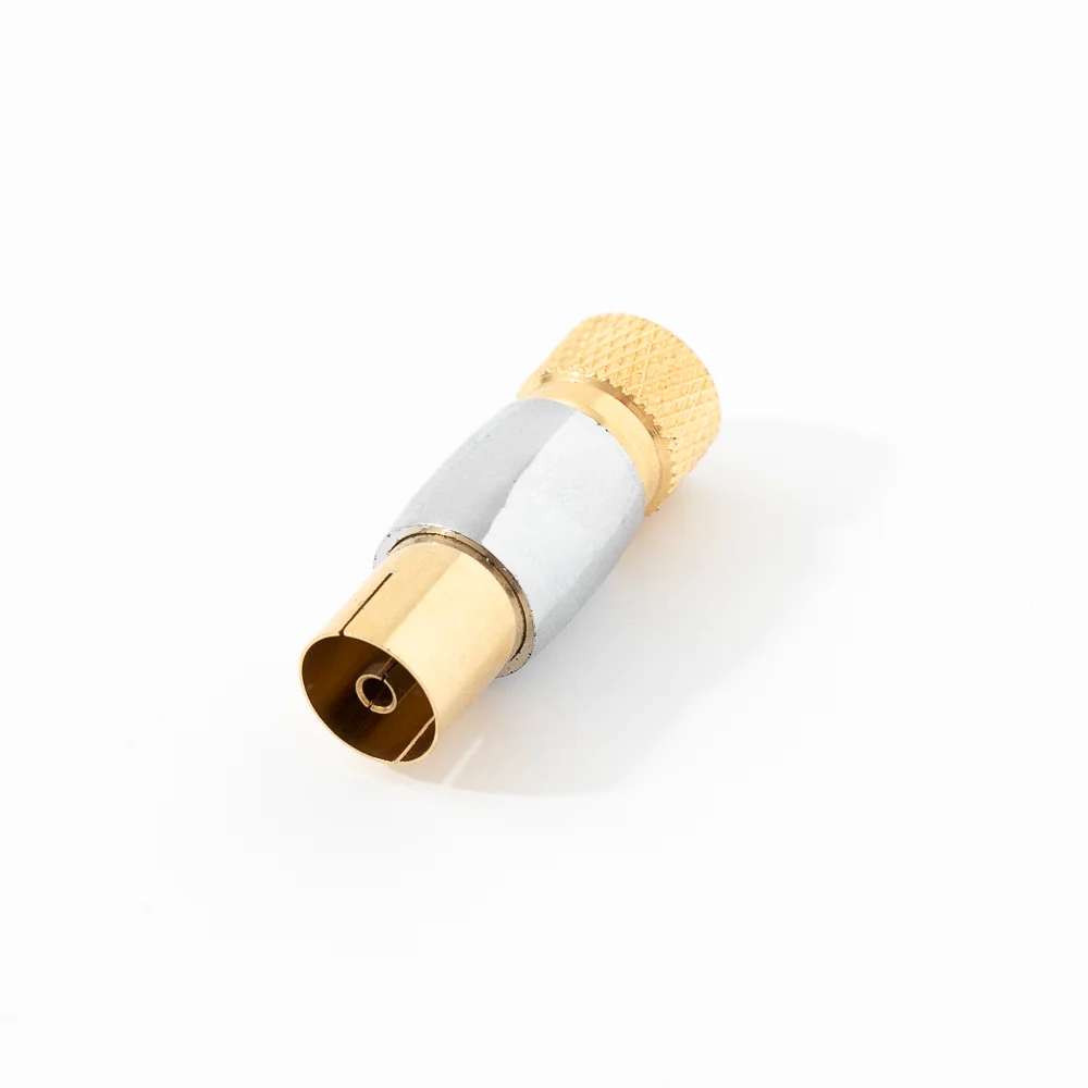 Coax Adapter Premium satellite Connector F/SAT male to PAL female adapter all brass with gold plated grey
