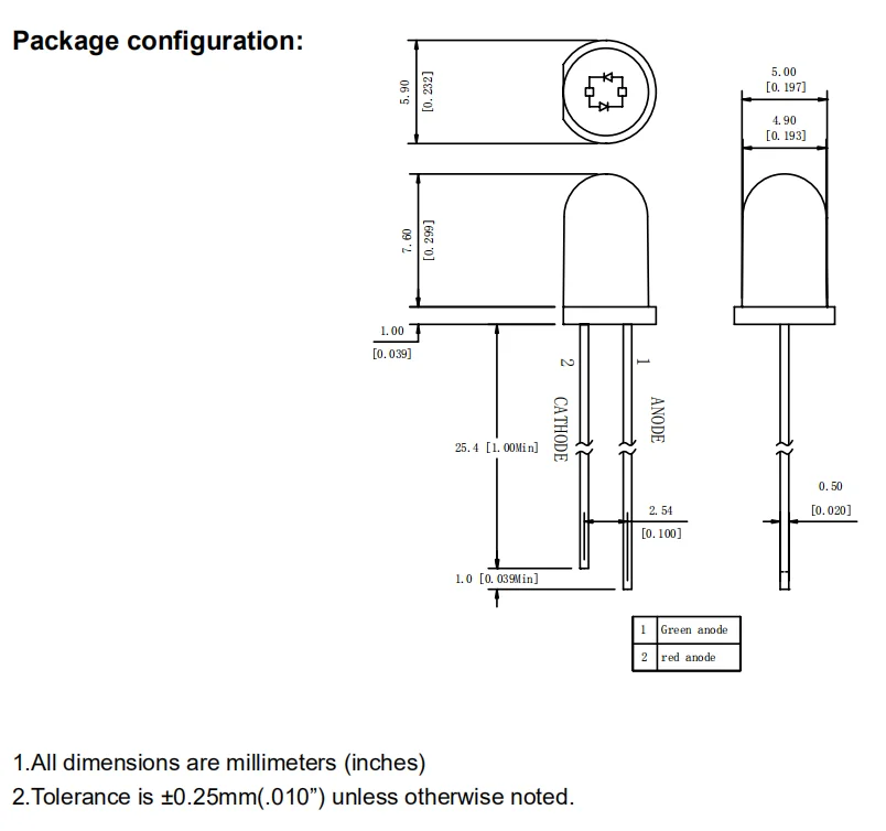 Juhong f5 led  rgb led diode 5mm 2 pin rgb led diode free sample