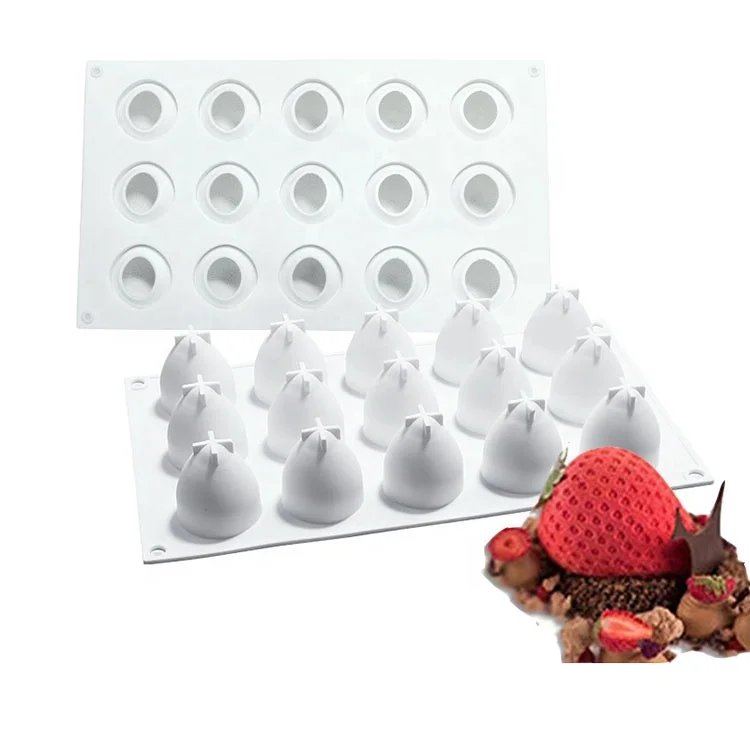 Silicone Molds for Baking 3D Strawberry Silicone Mousse Cake Mold Candy Chocolate Dessert Molds Truffle Pudding Pastry