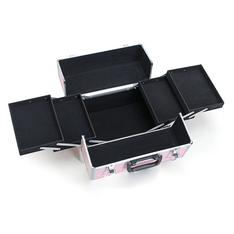 
OEM Makeup Beauty Case Plastic Makeup Display Eyelash Nail Polish Case Aluminum Vanity Makeup Case 
