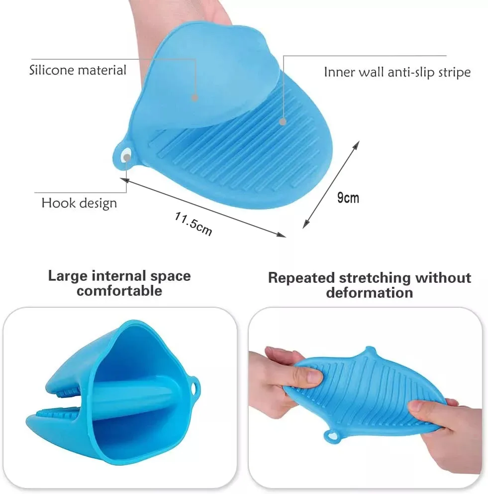 Professional Food Grade Heat Resistant Silicone Oven Mitts Premium Rubber Potholders Hook Design Insulated Glove