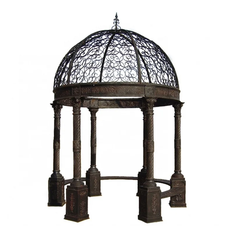 Outdoor Decorative Luxury Garden Metal Pavilion Antique rectangle Cast Iron Gazebo For Sale