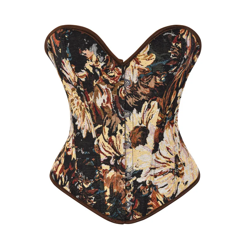 OUDINA New Oil Painting Style Corset Strappy Bone Chest Waist Trainer Femme Corset For Women Corset Top