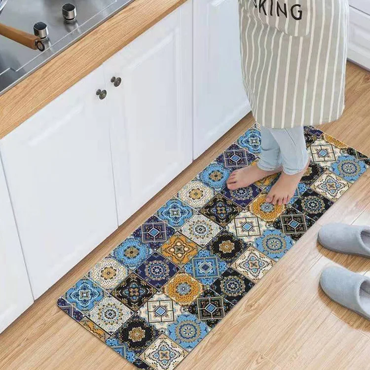 Waterproof Heat Resistant Anti Fatigue PVC Foam Geometric Kitchen Floor Mats