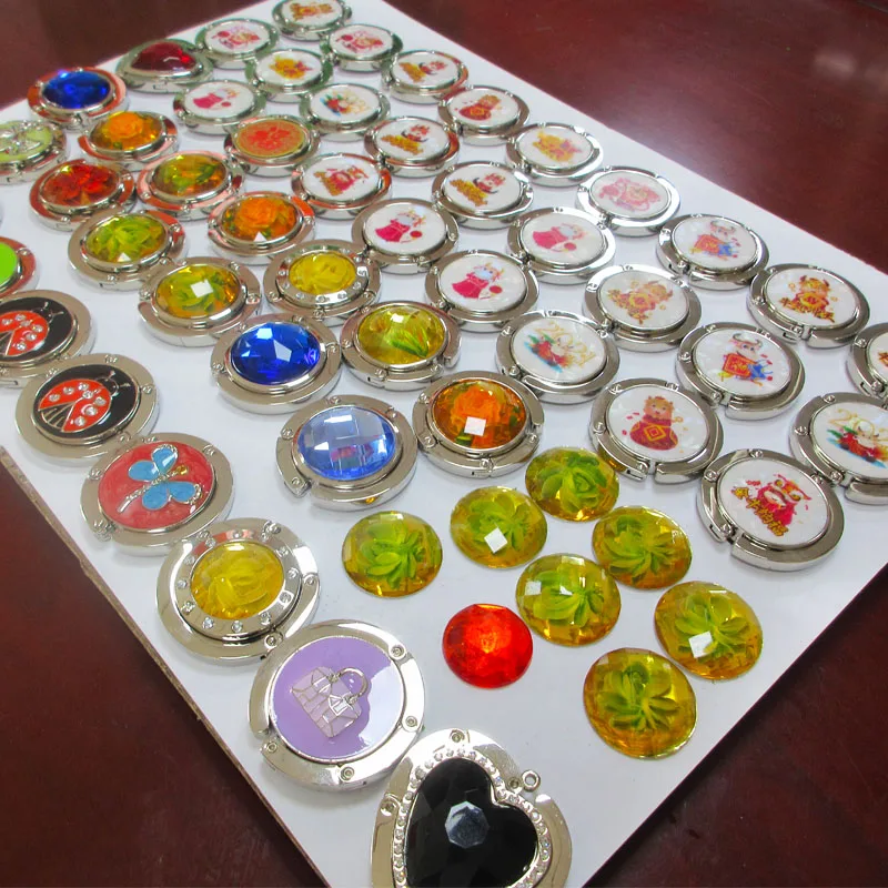 Custom Creative Table Top Folding Purse Hook Handbag Holder Accessories Bag Hanger Plate Type