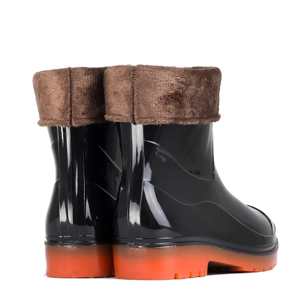 Непромокаемые ботинки из ПВХ, Уличная обувь для грязи, резиновые сапоги, противоскользящая обувь, прочные теплые мужские сапоги