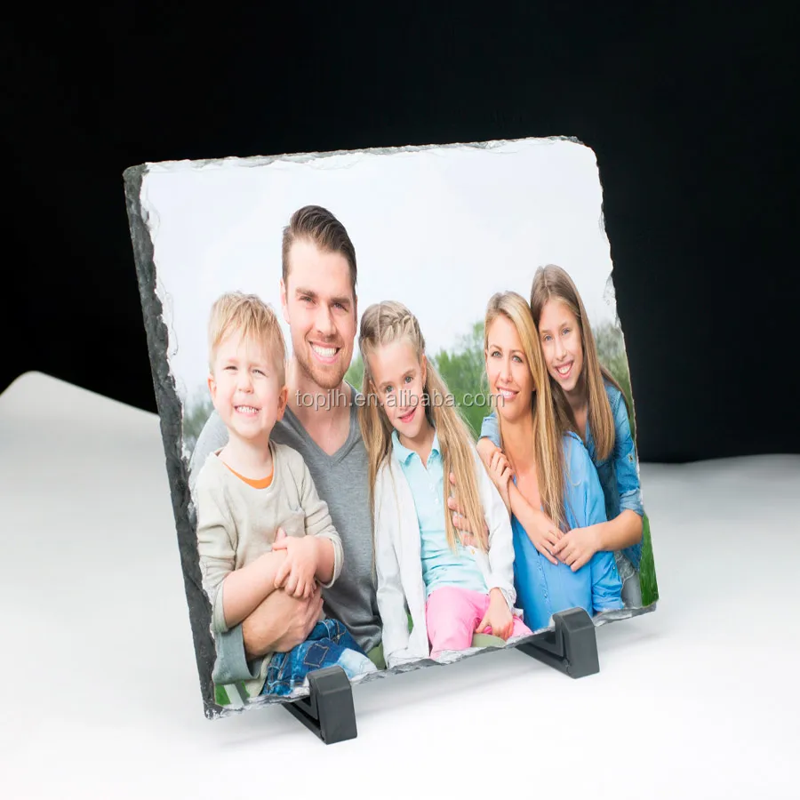 Sublimation Blank Slate Rock Stone Photo Frame Heat Transfer Rectangular Picture Frame with Display Holder