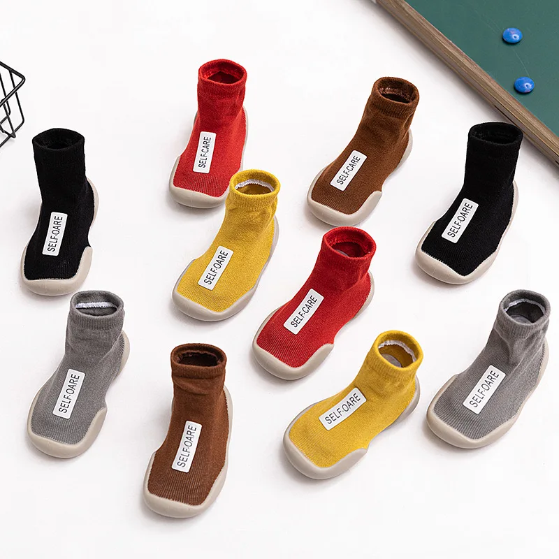Factory Fashion Rubber Sole Baby First Walking Shoes Non-Slip Sock Shoes Toddler Floor Sock Shoes