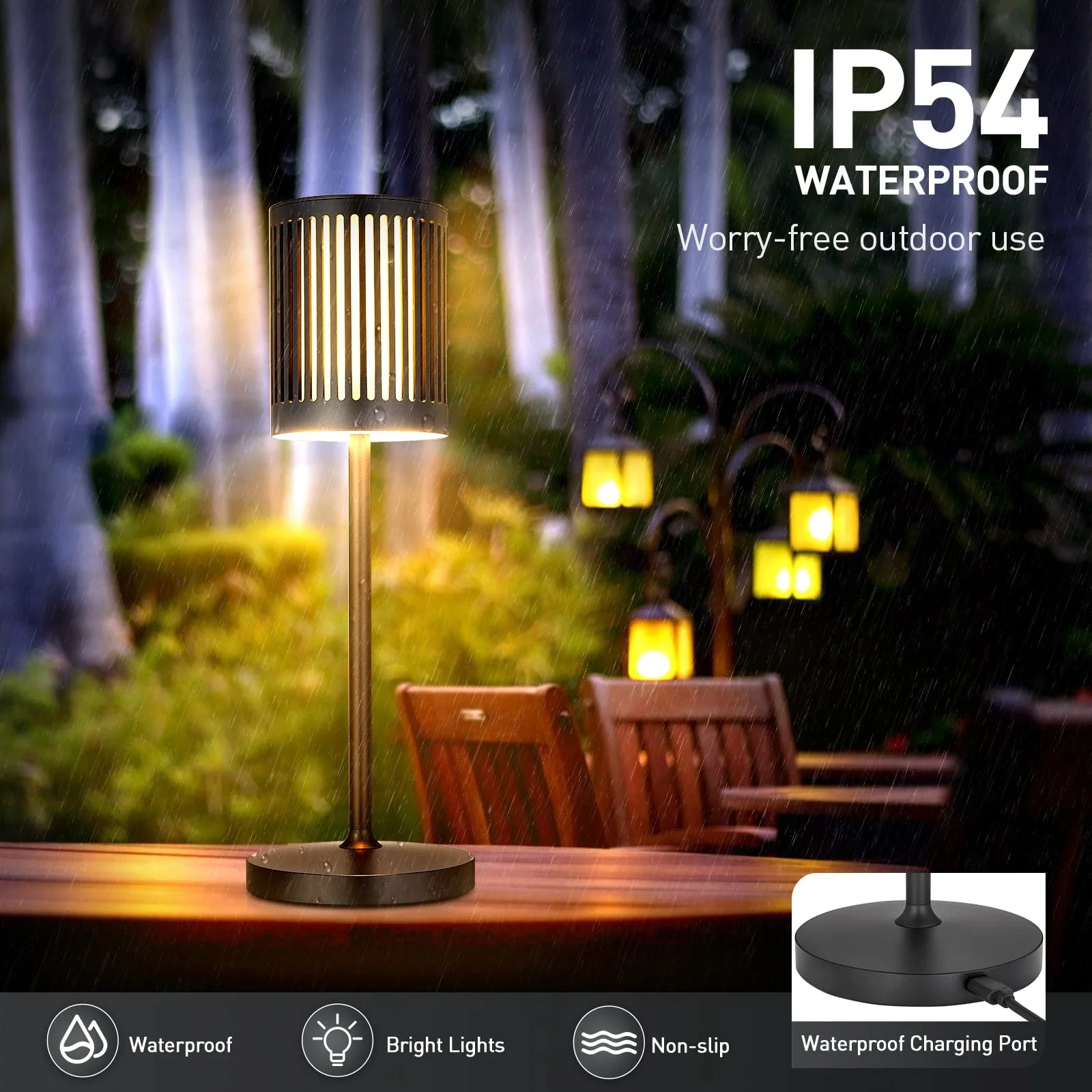 IP54 Waterproof warm touch control dimmable bedside night light garden terrace decorative led table lamp