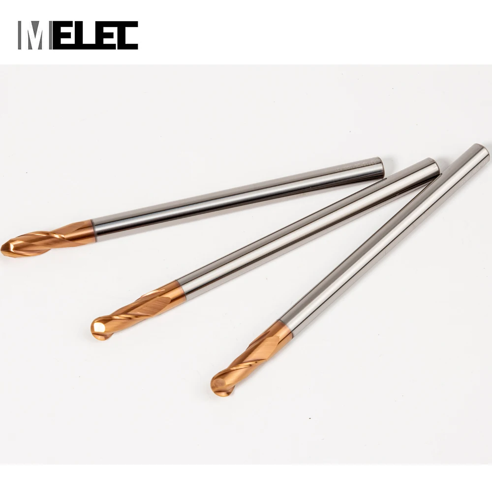 MELEC cnc  tools tungsten steel material straight shank solid carbide 2 flutes carbide ball nose milling cutter