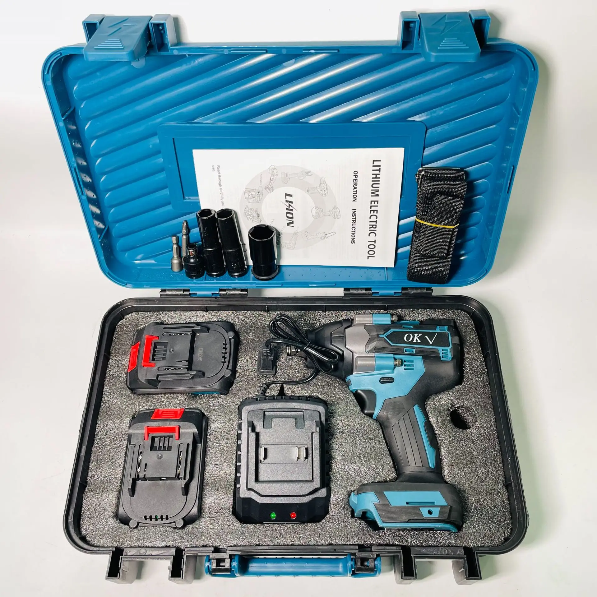 700-1500N.m Rechargeable Portable Brushless Electric Impact Wrench Lithium Battery Power Cordless Car Repair Torque Wrench Set