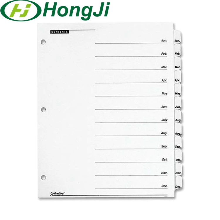Bespoke Tabbed Dividers For Binders Paper Tab Dividers