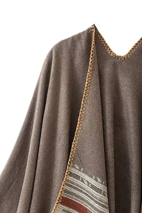 Factory supply china manufacturer Cashmere Poncho 2022 Winter Stripe Wool Custom Mexican Poncho For Woman