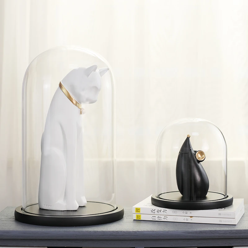 Home decoration borosilicate clear glass dome display terrarium globe with wood base