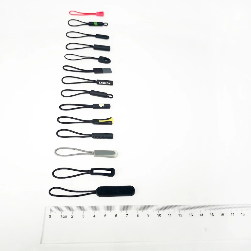 Clothing Plastic Zipper Sliders Silicone Non Lock Handle Tail String Pull Painted