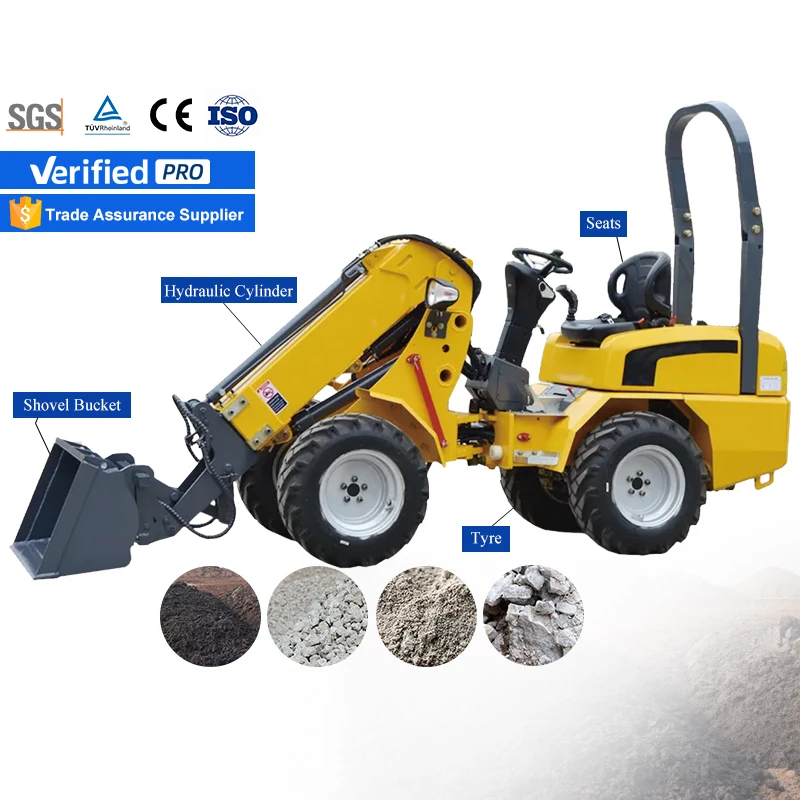 LANE Large Chinese Skid Steer Farm Tractor Front End Loader Bucket Loader Mini Skid Loader