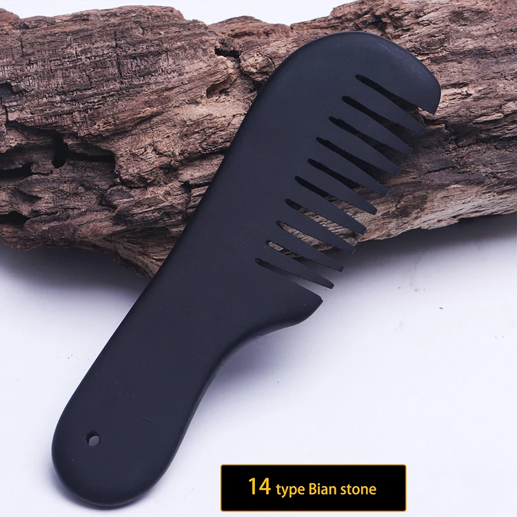 obsidian stone price obsidian guasha stone comb massager natural massage black obsidian bian stone facial Guasha Scraping Tool