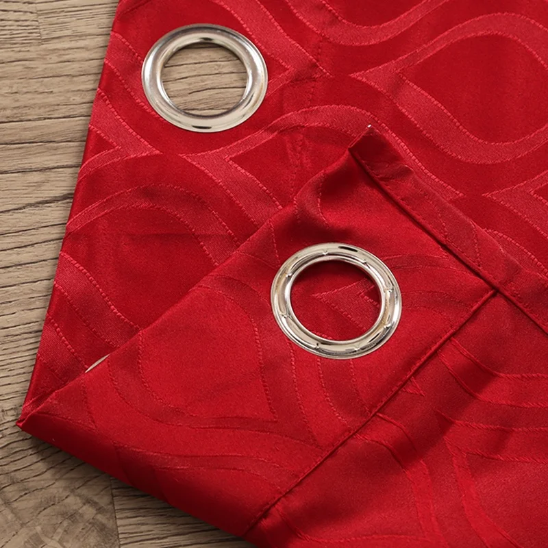 Высококачественная Панама США Европа полиэстер красная втулка Cortina жаккардовая занавеска