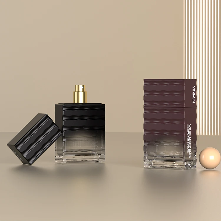Yinmai OEM Factory Design Luxury Square Natural Spray sea wave Perfume Bottle 50ml
