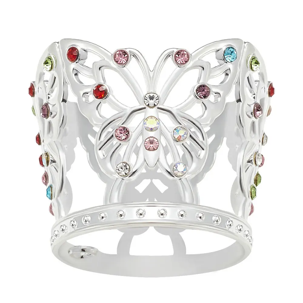 QS New cross-border flower decoration Butterfly Crown beautifully designed Alloy birthday party cake small crown decoration