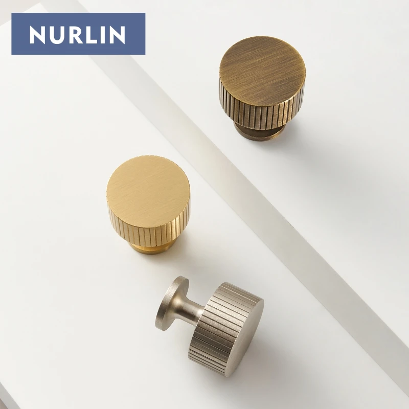 Nurlin Solid Brass Art Deco Vertical Lines Linear Cabinet Knobs T Bars Wardrobes  Gold Nickel Antique Bronze Color Drawer Handle