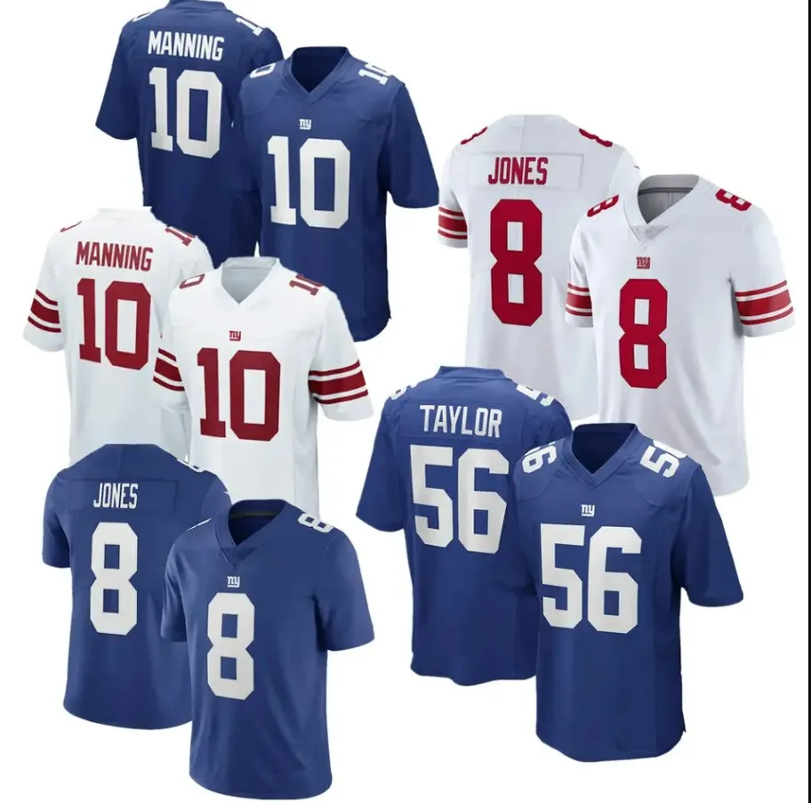 Эли Маннинг Нью-Йорк Футбольные Майки 8 Дэниел Джонс 56 Лоуренс Тейлор сшитый Американский футбол VP ограниченная майка-Королевская