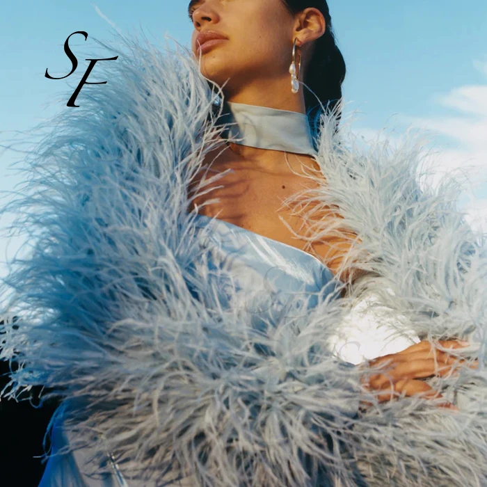 Star Fashion Natural High Quality Winter Thick Warm New Pink Color Ostrich Feather Jacket Ladies Feather Coat