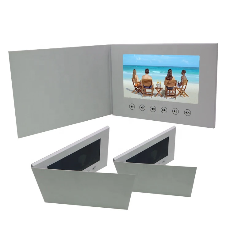 Softcover/hardcover wedding video book 7 inch blank video brochure with lcd screen