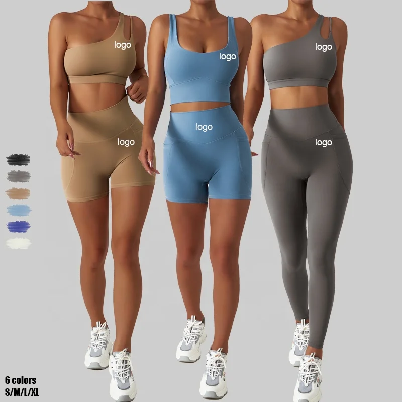 Custom Logo Solid Color 5 Pieces Sexy Sports Wear Fitness Gym Yoga Set Women Workout Clothing Sets For Women