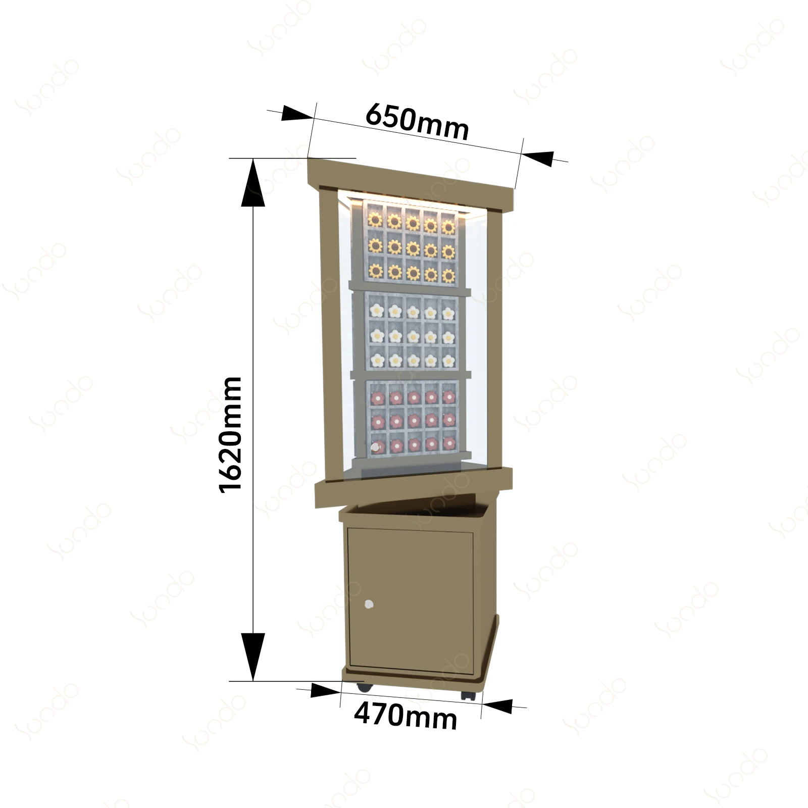 Triangle Rotating Doll Accessories Display Case Multi-colour rotating led display stand for accessory shop