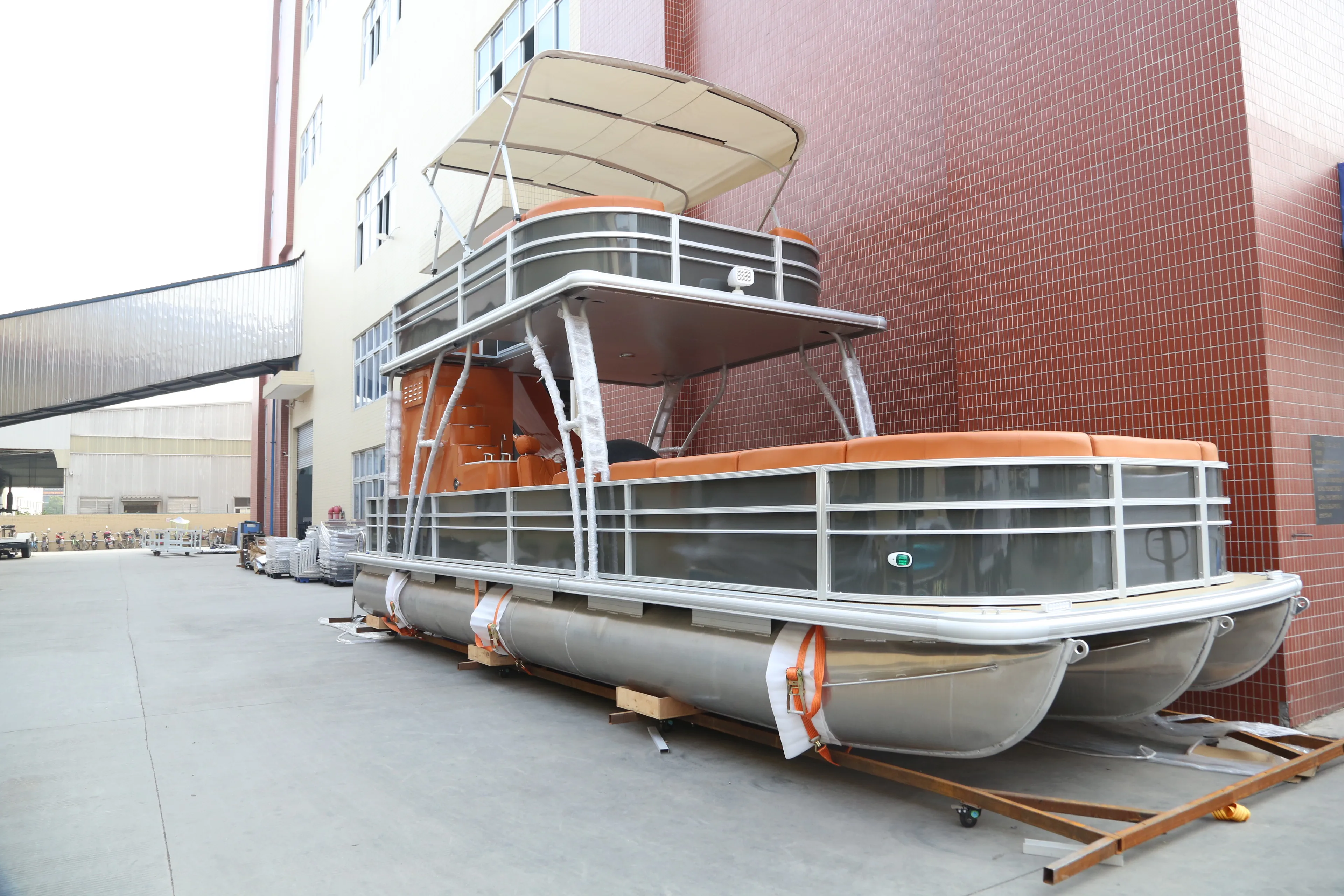 2021 New Kindle 30FT Luxury Double Decker Fishing Aluminum Pontoon Boat  for Family