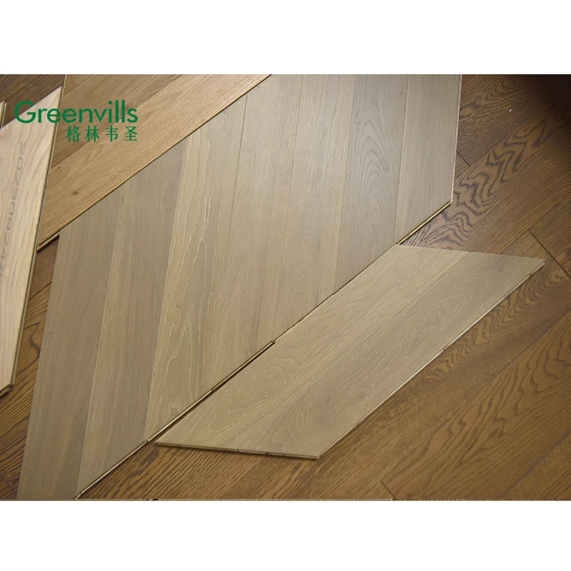 In stock!! Factory price!!  Engineered chevron oak flooring, natural wood, white limed hardwood indoor used