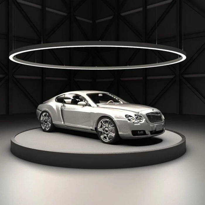 Ceiling suspended large size round circle ceiling light aluminum hanging light for car display