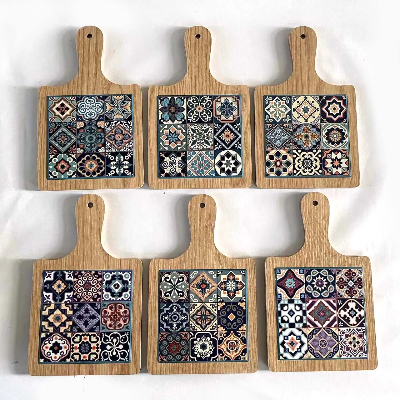 Mini Square Acacia Wood Serving Tapas Cheese Board With Handle Hole Customizable Logo For Home Kitchen Use Boxed