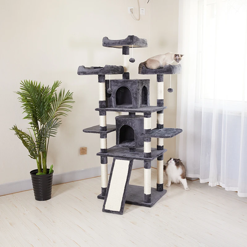 Basics Cat Tower with Hammock and Scratching Posts for Indoor Cats