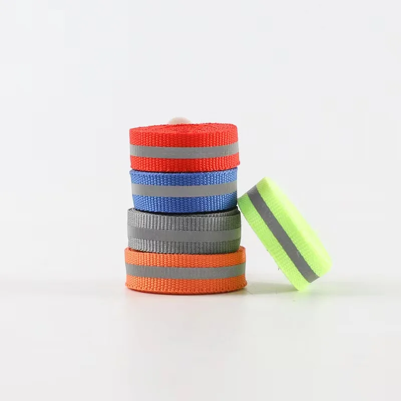 QD 10mm 15mm 38mm Fluorescent Custom Design Safety Polyester Polyurethane For Dog Collar Garment Accessories Reflective Webbing