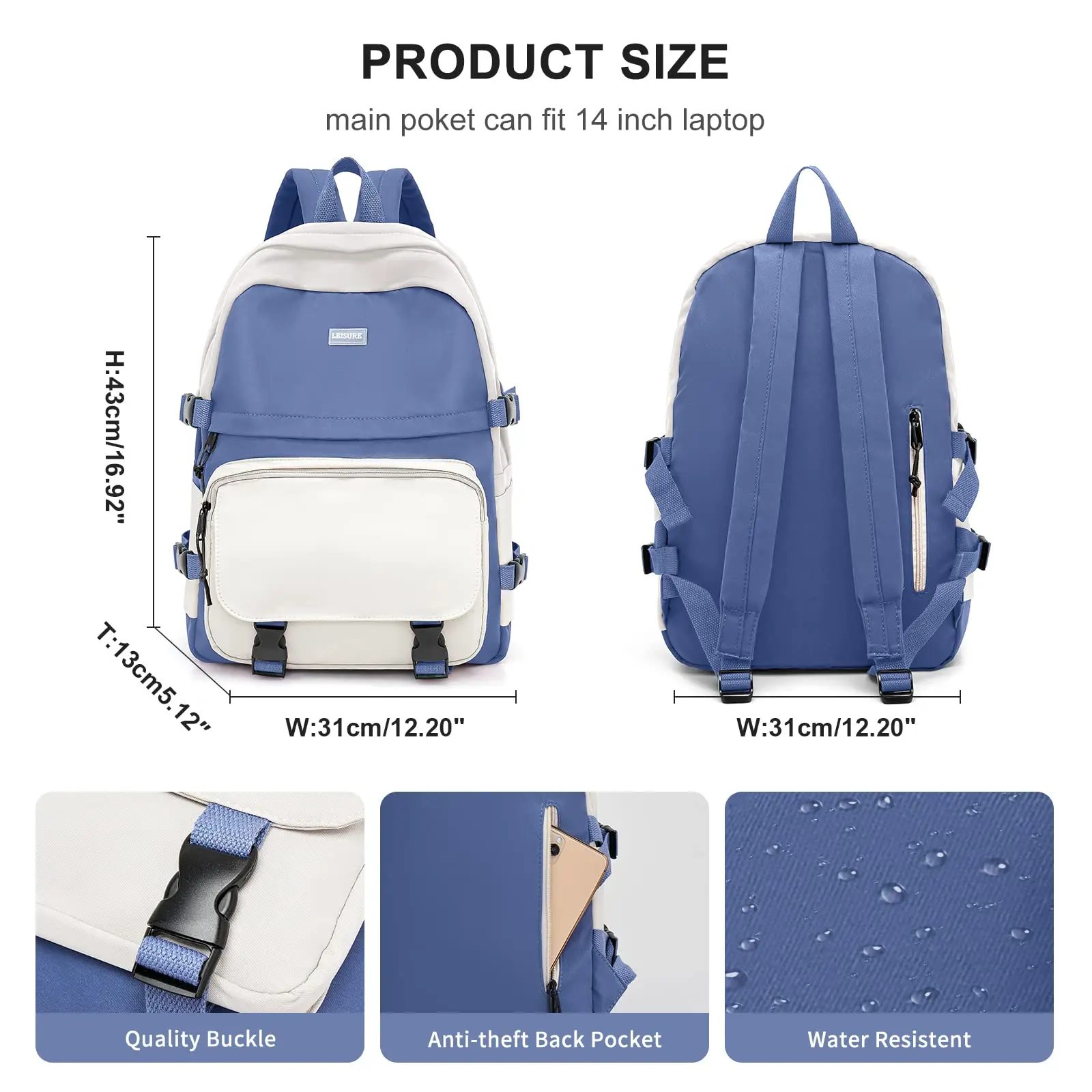 Middle School Backpack for Teen Girls Cute College Backpack Lightweight School Bag Waterproof Travel Rucksack Casual Daypack