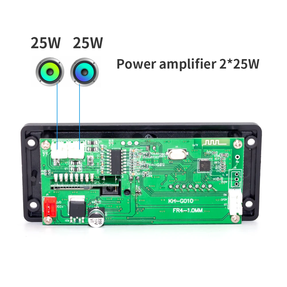 Car audio Blue tooth 5.0 FM USB MP3 module Decoder Board with Amplifier 2*25W