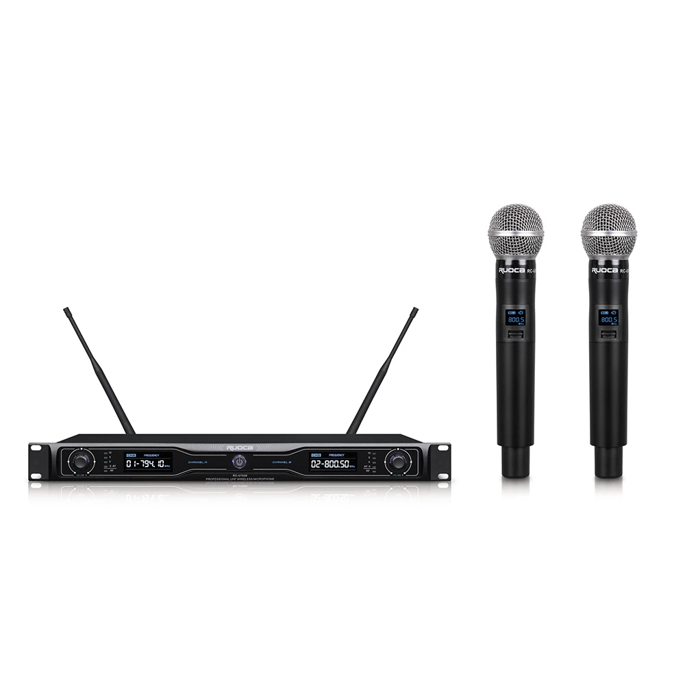 Hot Sale Professional 2-Channels UHF True Diversity Wireless Microphone System
