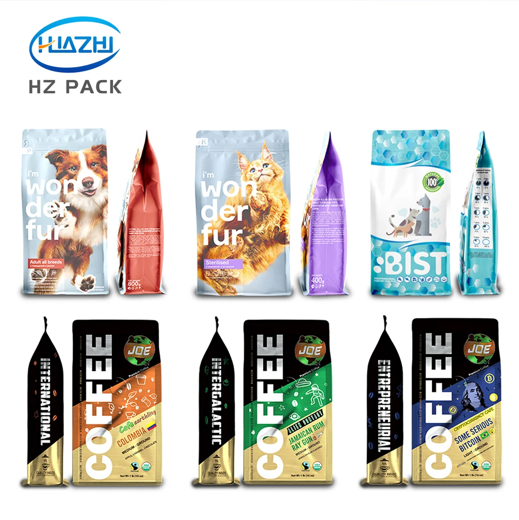 Custom Printing Food Grade Plastic Flat Bottom Zipper Pouch For Food Coffee Tea Potato Chips Packaging Ziplock Bag