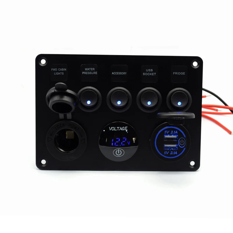 12-24V Campervan гоночный светодиодный выключатель света Панель управления USB с ВКЛ-ВЫКЛ сенсорный вольтметр