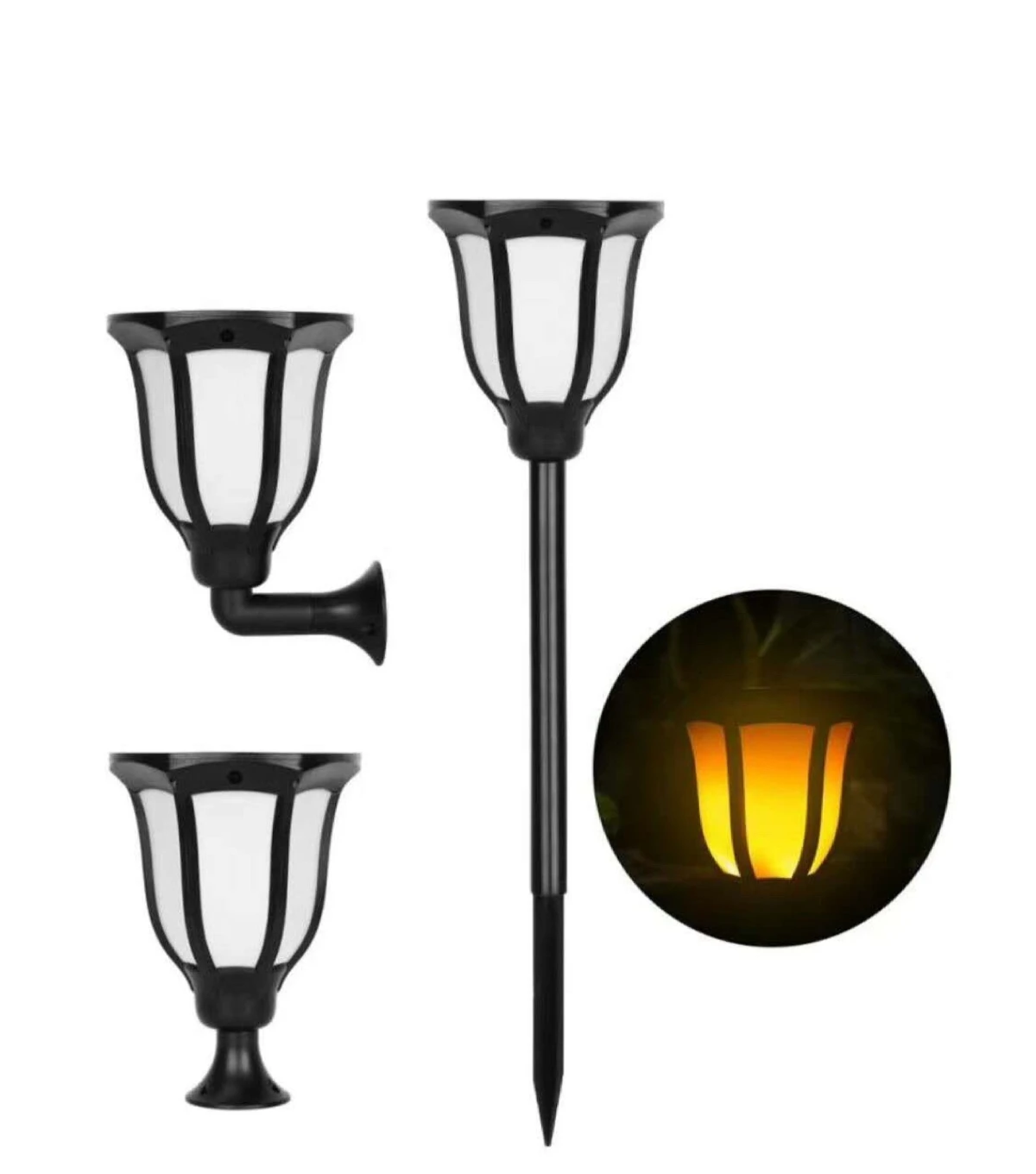 Torch Lights Lighting Solar Bamboo Tiki Torch Flame Warm LED Amber Flickering Light Landscape Solar Flaming Bamboo Torch