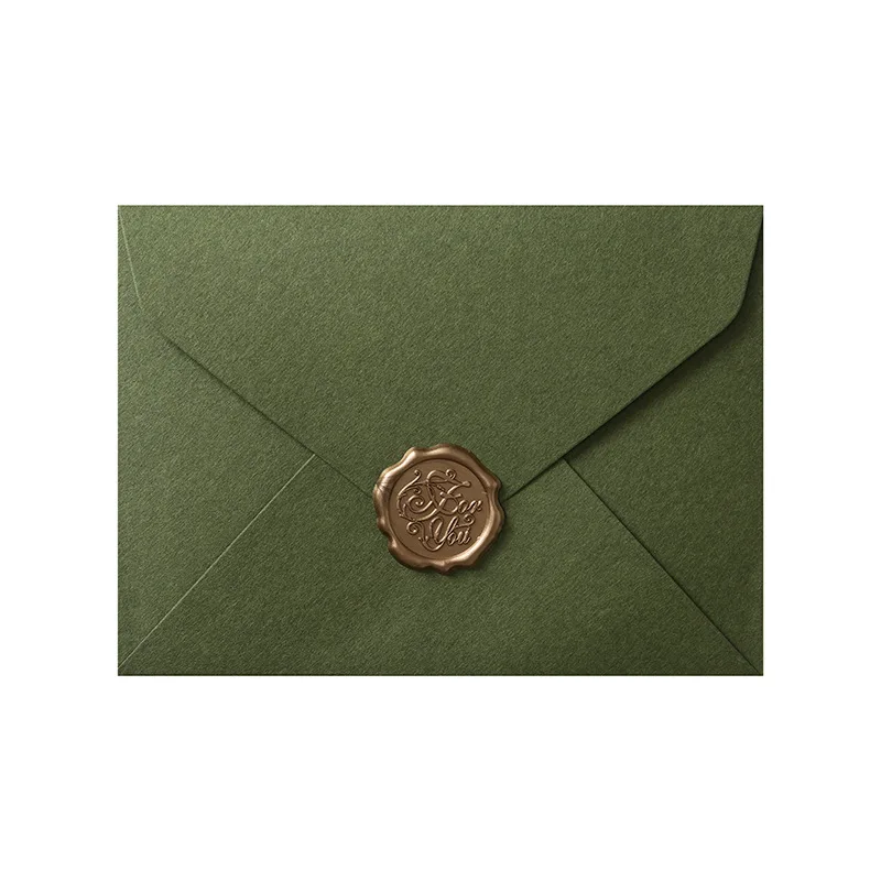 Custom Printing Invitation Paper Greeting Cards Personalized Cotton Wedding Gift Packaging Envelopes With Lacquer Sticker