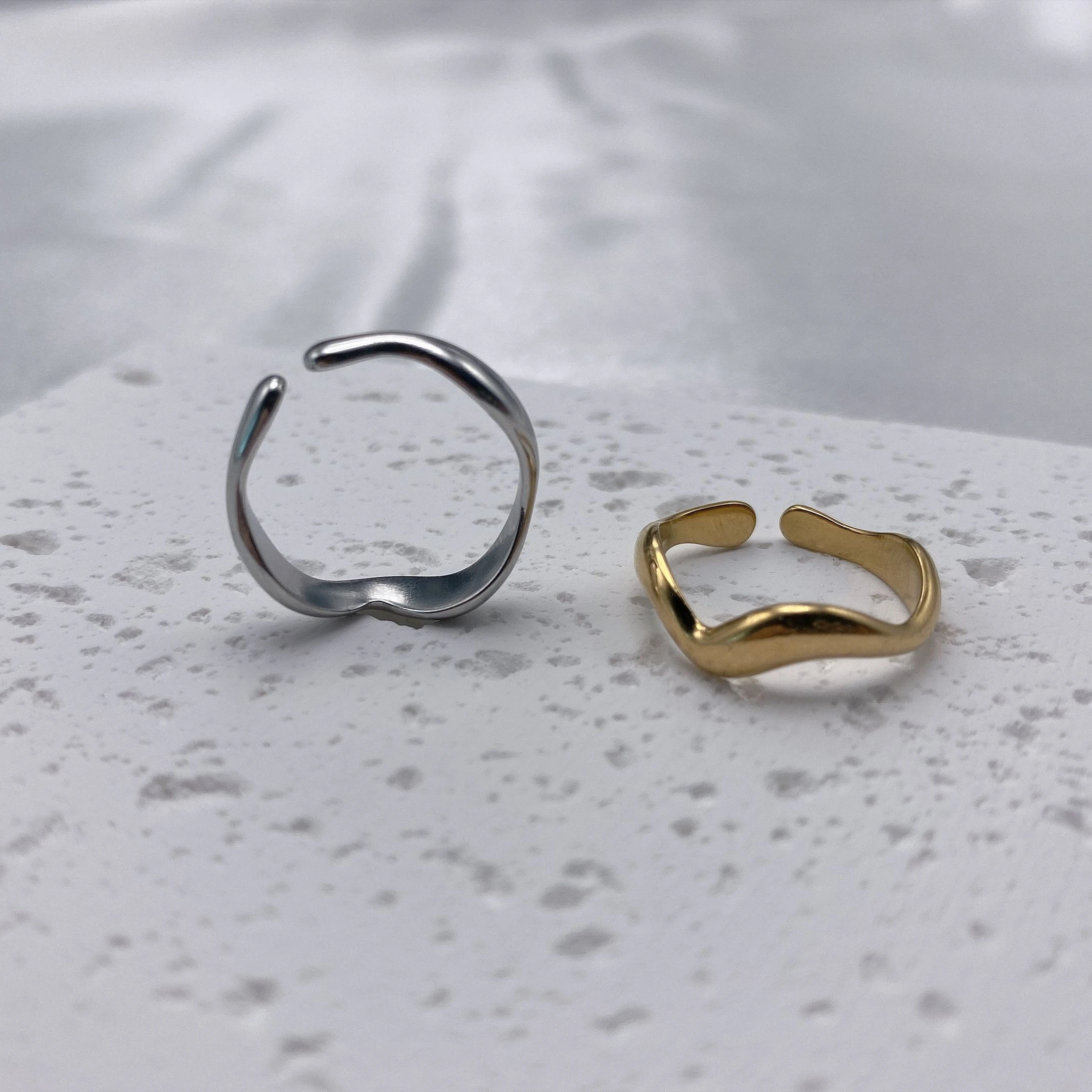Beimai OEM custom logo 18k gold stainless steel circle ring