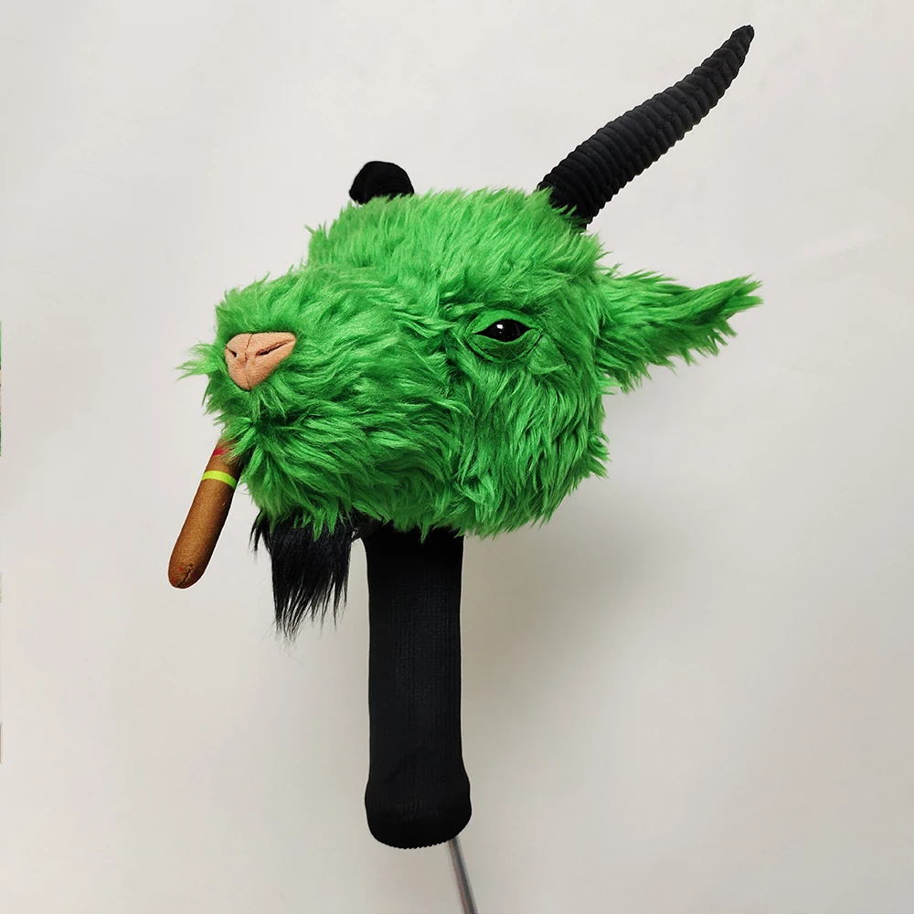 Durable Cute Goat Golf Head Cover Long Neck Knit Sock Style for Driver Wood Club Cartoon Design Golf Headcover