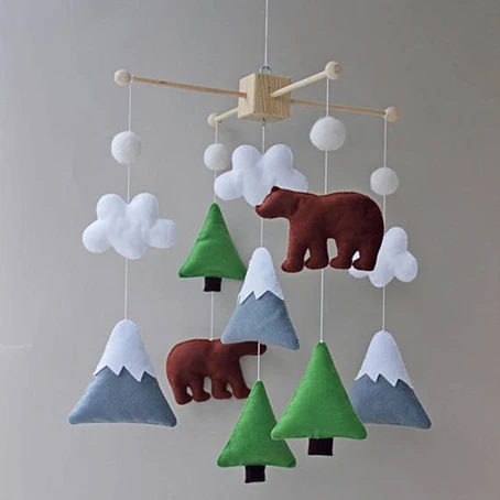 Мобиль для детской кроватки из войлочной шерсти в форме звезды луны облака деревянный мобильный Декор войлочный детский мобильный для кроватки подвесная сенсорная игрушка